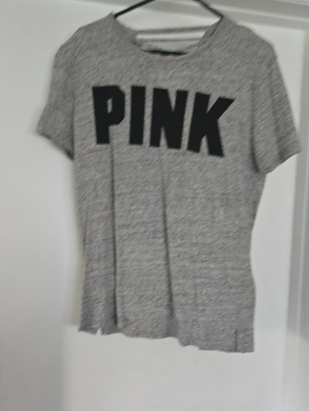 PINK Gray Graphic Tee with Bold Logo
